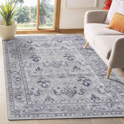 Kumasinova Stain-Resistant Area Rug, Non-Shedding Blue/Grey Door Mat,Kid & Pet-Friendly, Oriental Area Rug for Living Room,Latex-Free Cotton Backing