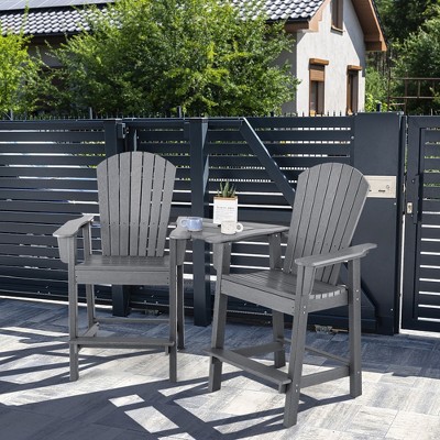 Gray HDPE Tall Adirondack Barstools with Connecting Tray and Footrest