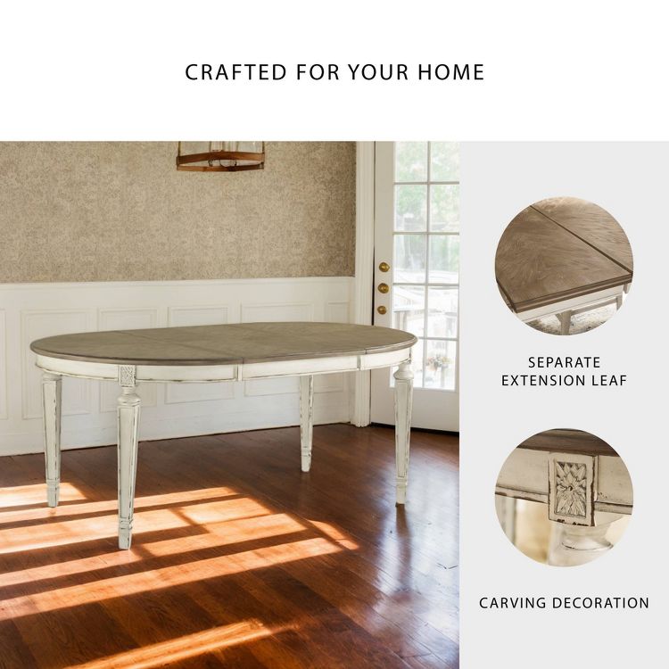 Realyn Oval Extendable Dining Table Chipped - Signature Design by Ashley: Two-Tone Farmhouse Style, Seats 6, Removable Leaf, 4 of 7