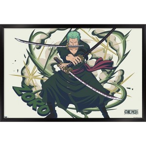 Trends International One Piece: Fishman Island - Roronoa Zoro Three Swords Framed Wall Poster Prints - 1 of 4