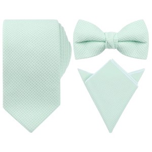 INSPIRE CHIC Men's Solid Color Pre-Tied Thick Tie Set - 1 of 4