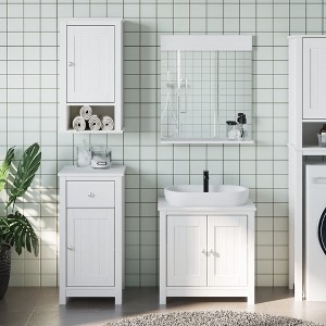 vidaXL Bathroom Furniture Set 3 Piece, Bathroom Cabinet with Storage, Wall Mirror for Bathroom - 1 of 4