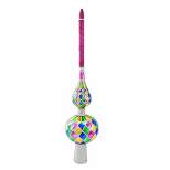 Sbk Gifts Holiday Pastel Harlequin Single Ball  -  1 Tree Topper 12.00 Inches -  Tree Topper Finial Glittered Diamonds  -  Sbk23m1013  -  Glass  - 