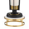 Possini Euro Design Vista Mid Century Modern Torchiere Floor Lamp with Riser 73 1/2" Tall Brass Gunmetal Gray Off White Linen Shade for Living Room - 3 of 4