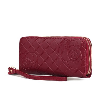 MKF Collection Honey Genuine Leather Quilted Flower-Embossed Women’s Wristlet Wallet by Mia K