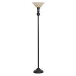 72" 3-Way Metal Uplight Floor Lamp with Frosted Amber Glass Shade Black - Cresswell Lighting