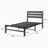 Twin Size Platform Bed Frame with Rustic Vintage Wood Headboard, No Box Spring Needed Black - 4 of 4