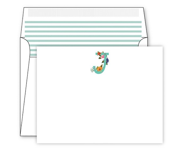 Die -Cut Social Set Vintage Floral Monogram - J