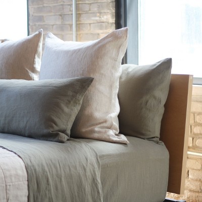 Moss Green French Linen Lumbar Sham 16" x 44"