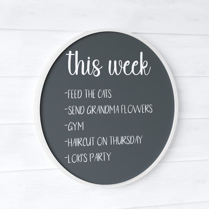 Emma and Oliver Round Wall Mounted Magnetic Chalkboards with Eraser and Chalk, 4 of 12