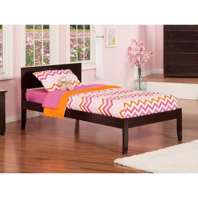 AFI Furnishings Orlando Twin Extra Long Platform Bed with Open Footboard and Turbo Charger in Espresso