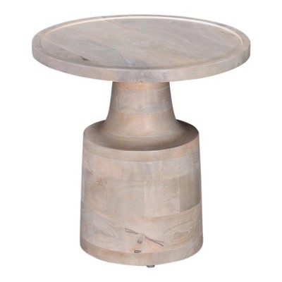 18" Solid Wood Contemporary Round End/Side Table with Pedestal Base, Elegant Accent Piece for Living Room or Bedroom D¨¦cor