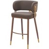HomeRoots 30" Brown Gold and Walnut Steel and Faux Leather Low Back Bar Height Bar Chair - 4 of 4