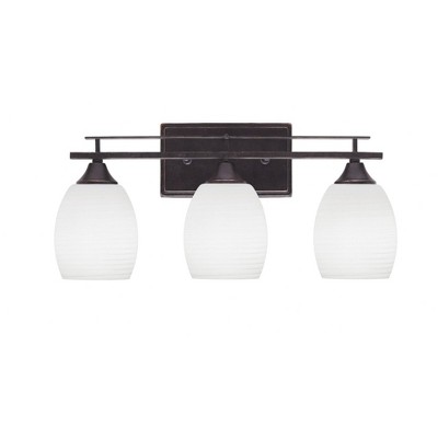 Toltec Lighting Uptowne 3 - Light Vanity in  Dark Granite with 5" White Linen  Shade