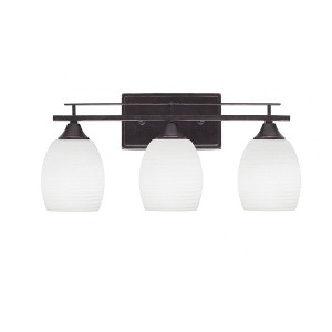 Toltec Lighting Uptowne 3 - Light Vanity in  Dark Granite with 5" White Linen  Shade - 1 of 1