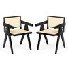 Lyngins Farmhouse Rattan Dining Chairs (Set of 2) – Solid Wood Kitchen Chair with Perforated Rattan, Living Room Arm Chair - 2 of 4