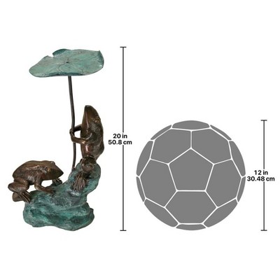 Bronze Lily Pad Umbrella Frogs Garden Statue