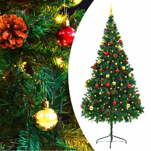 Artificial Pre-lit Christmas Tree with Baubles Green 7 ft - 1 of 4