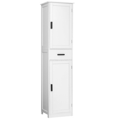 USIKEY 67“ Tall Bathroom Cabinet, Storage Cabinet with 4 Shelves & 2 Doors, Narrow Storage Cabinet for Living Room, Home Office, White