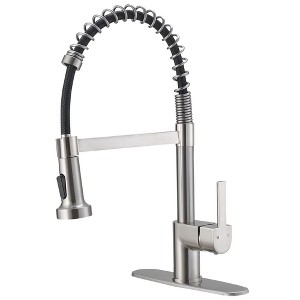 Single-Handle Pull-Down Sprayer 2 Spray High Arc Kitchen Faucet With Deck Plate - 1 of 4