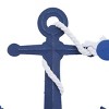 Metal Anchor Indoor Outdoor Wall Decor with White Rope Detailing Blue - Olivia & May: Iron Nautical Art, Horizontal Mixed Media - 4 of 4