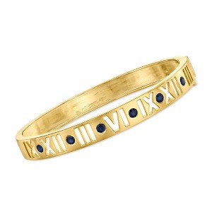 Ross-Simons 0.90 ct. t.w. Sapphire Roman Numeral Bangle Bracelet in 18kt Gold Over Sterling - 1 of 4
