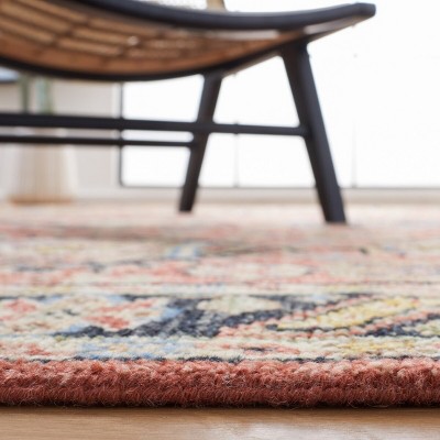 Samarkand Blue and Rust Hand-Knotted Wool 6' x 9' Area Rug