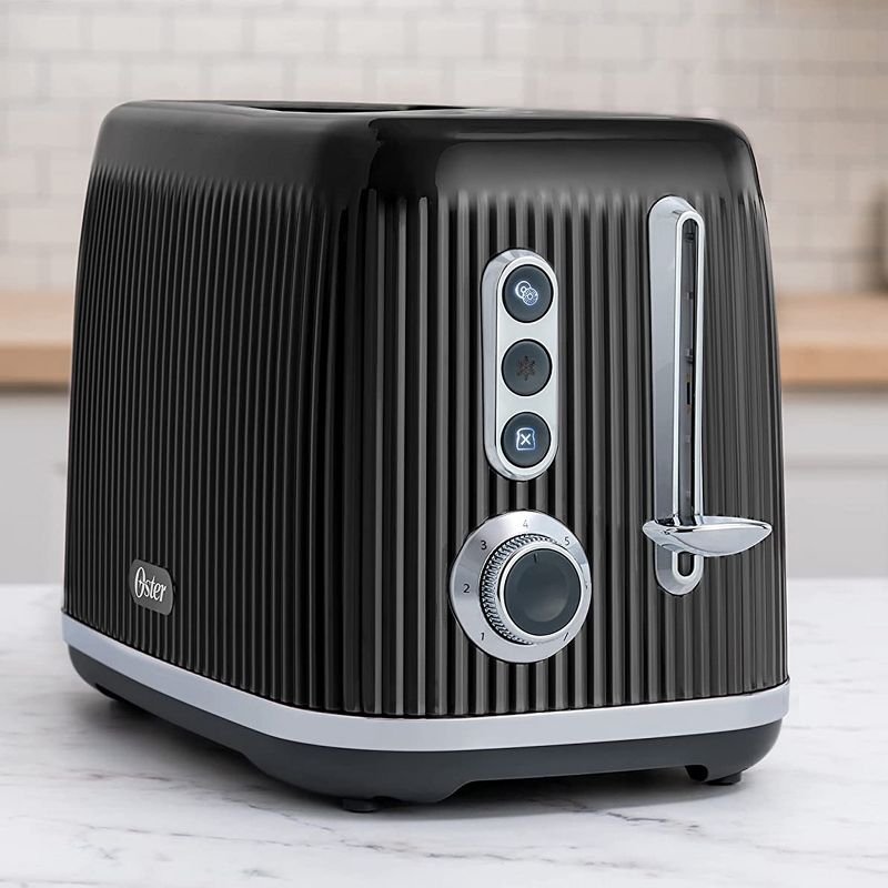 Oster Retro 2 Slice Toaster with Extra Wide Slots in Black, 3 of 4