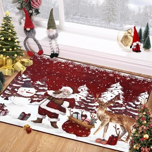 GustoWave Soft Non-Slip Washable Christmas Santa Claus Rugs, Xmas Holiday Decor, Red - 1 of 4