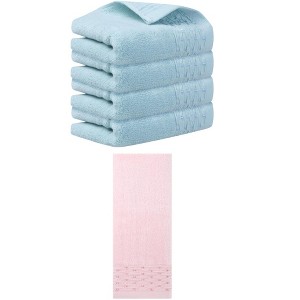 REGALWOVEN 5 Pack Embroidery Pattern Cotton Hand Towels Set Bathroom, Kitchen 14" x 30" - 1 of 4