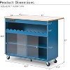 Kitchen Island Cart, Kitchen Cart with Drop Leaf, 2 Sliding Glass Doors, 2 Cabinet, 1 Open Shelf Rolling Mobile Cart with LED Light and Power Outlets - 2 of 4