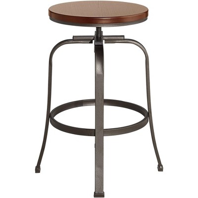 Radin Hammered Bronze 24" Swivel Bar Stool with Adjustable Dark Wood Seat