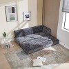 Modular Chaise Lounge Freely Combinable Sleeper Sofa Bed Daybed Lazy Sofa Couch, Space-saving, Chenille Upholstered-ModernLuxe - 3 of 4