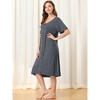 cheibear Women's Short Sleeve Button Down Midi Pajama Dress 2 Packs - 2 of 4