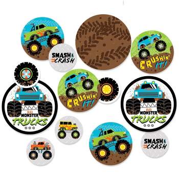 Big Dot of Happiness Smash and Crash - Monster Truck - Boy Birthday Party Giant Circle Confetti - Party Decorations - Large Confetti 27 Count