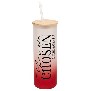 Elanze Designs You Are Chosen Vertical Walk in Faith Wrap-Around Design 25 Ounce Frosted Gradient Glass On-The-Go Coffee Travel Skinny Tumbler Mug - 1 of 1