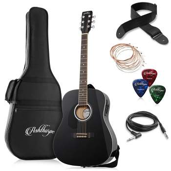 Ashthorpe Left-Handed Full-Size Dreadnought Acoustic Electric Guitar Package with Premium Tonewoods