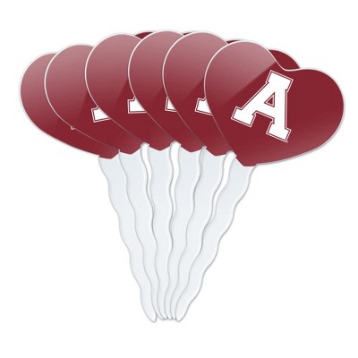 Alma College Primary Logo Heart Love Cupcake Picks Toppers Decoration Set of 6