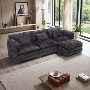 112" Modern L-Shaped Sectional Sofa with Movable Pedals & Detachable Armrests - 1 of 4