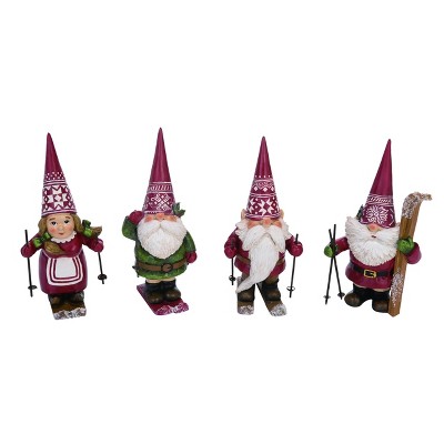 Transpac Resin 7 in. Red Christmas Nordic Gnome Figurine Set of 4