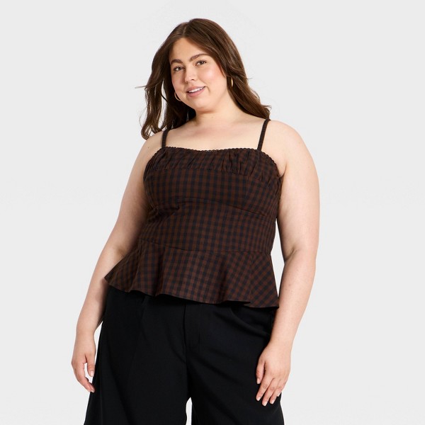 Top de tirantes con corsé para mujer - A New Day™ Negro/Cuadros café 4