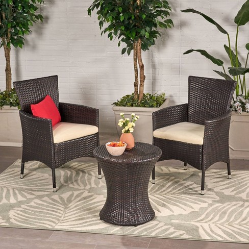 Sand and Brown Wicker Patio Furniture Loveseat - Palm Harbor