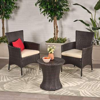 Malta 3pc All-Weather Wicker Patio Chair Set - Brown - Christopher Knight Home