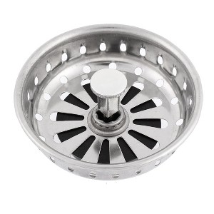 Unique Bargains Stainless Steel Plastic Kitchen Bathroom Sink Strainer 3.3" Dia Black Silver Tone 1 Pc - 1 of 3