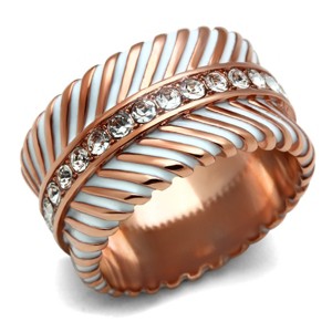 Slickblue Rose Gold Brass Ring with Clear Crystal - Stylish Round Epoxy Finish, Women's Jewelry, Size 5-10 - 1 of 4