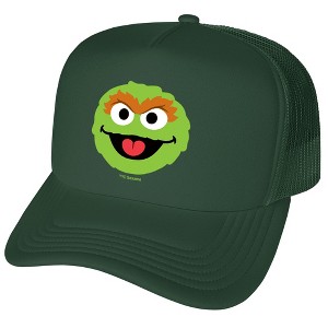 Sesame Street Oscar Head Foam Trucker Cap Hunter Green - 1 of 4