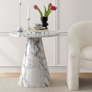 Marble Table Collection, Manufactured Wood Foild with Faux Marble Grain Paper Accent Table, DIning Table, Coffee Table - Maison Boucle - 1 of 4