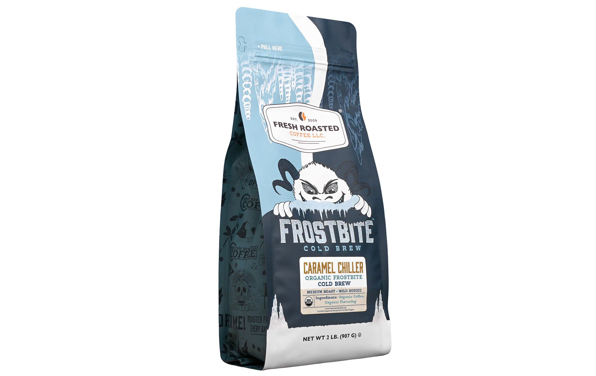 Organic Frostbite, Caramel Cold Brew, 2 lb, whole bean, Fresh Roasted Coffee