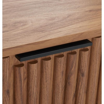 Oak and Black 2-Drawer Fluted Nightstand with Cone Legs