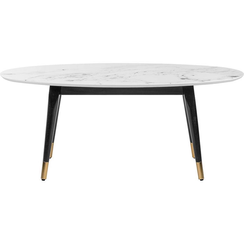 Clemintine Mid-Century Oval Coffee Table with Brass White Marble - Adore Decor, 3 of 7